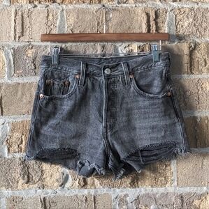 Levi's Premium Faded Black High Rise 501 Jean Cutoffs Shorts Size 25 Button Fly